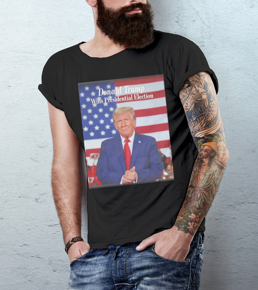 Donald Trump Wins Presidential Election American Flag Background WSJ T-Shirt