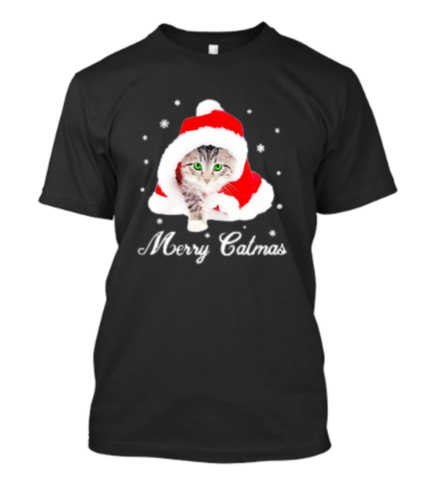 Merry Catmas Cute Kitten Santa Hat Christmas 2024 Festive T-Shirt