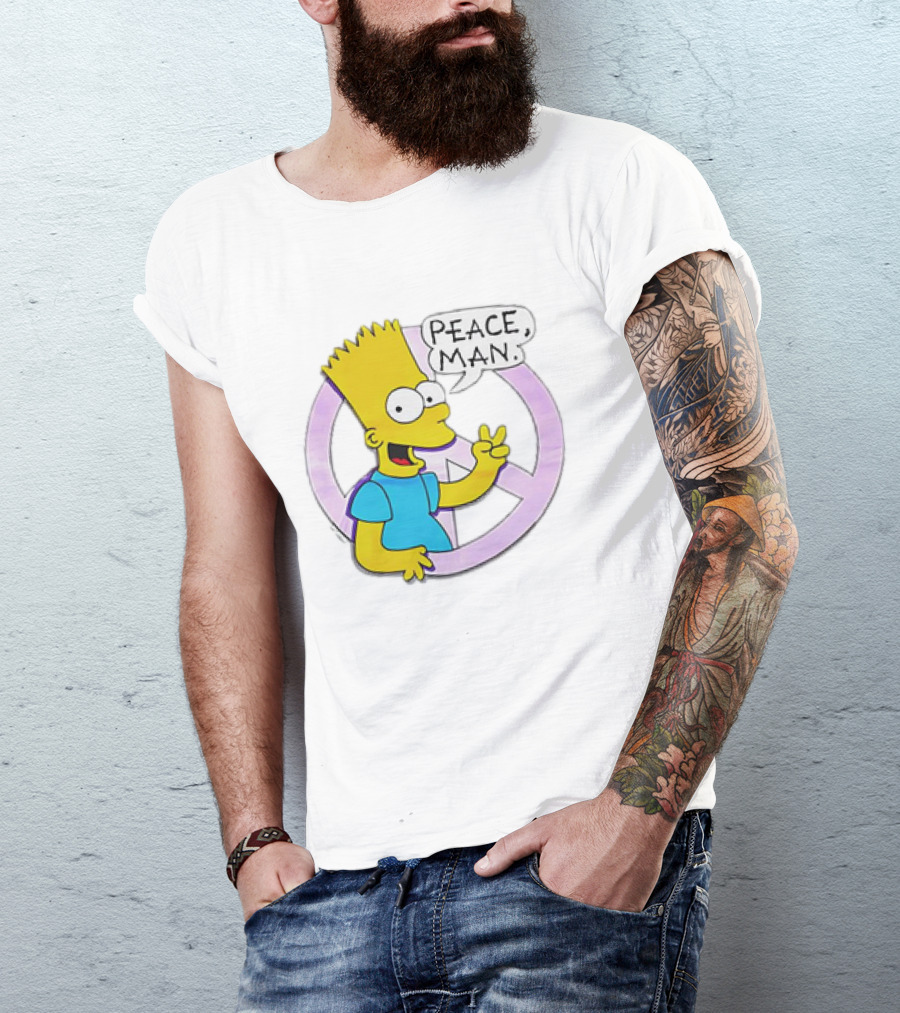 Bart Simpson Peace Man Vintage Iconic Character T-Shirt