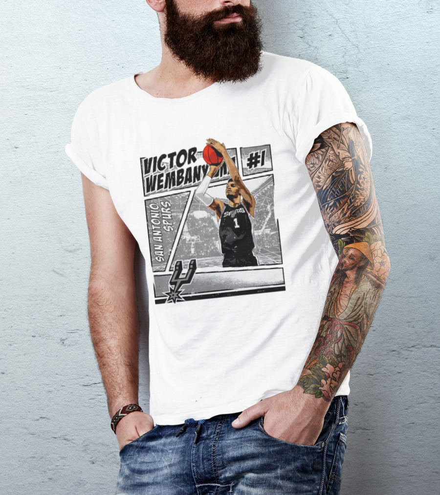 Victor Wembanyama San Antonio Spurs #1 NBA Comic Vintage T-Shirt