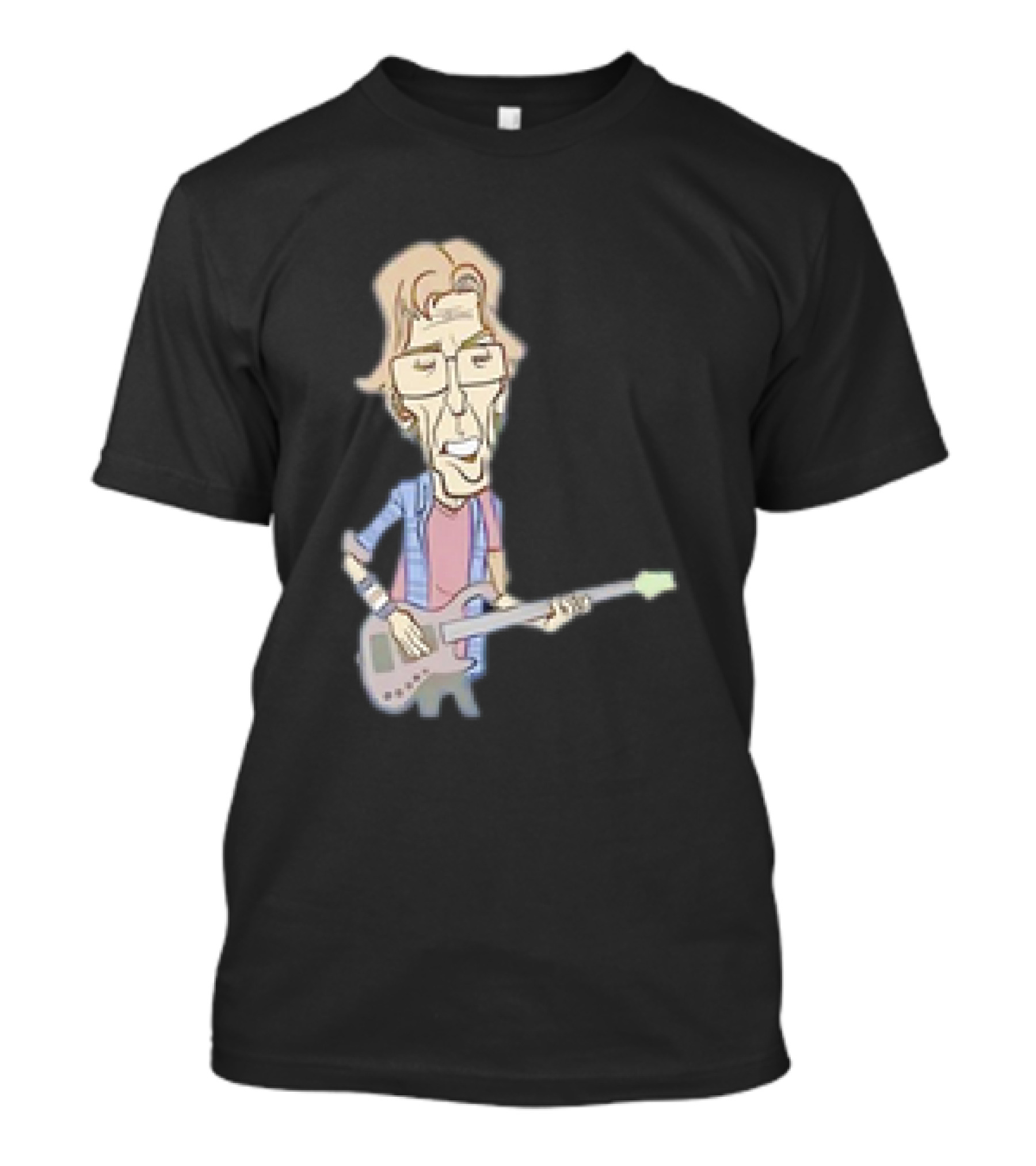 Phil American Rock Band Caricature Cartoon With Guitarist Character T-Shirt