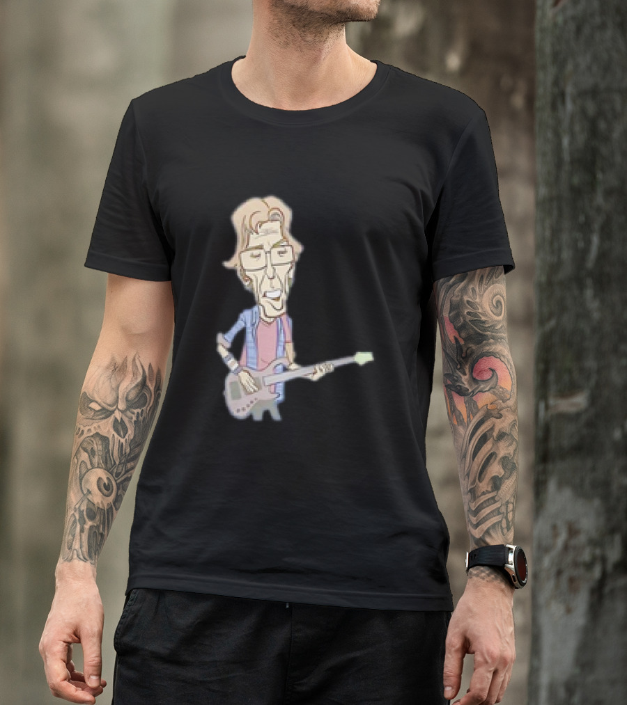 Phil American Rock Band Caricature Cartoon With Guitarist Character T-Shirt
