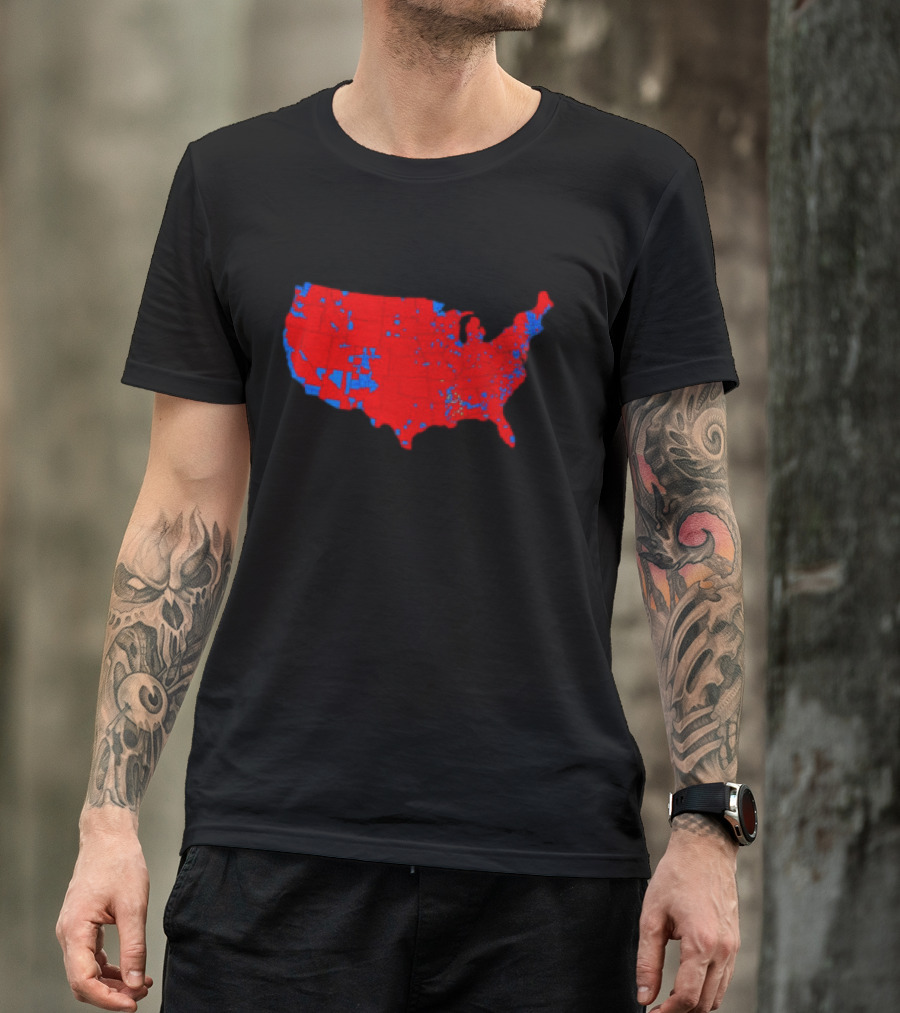 Trump Victory Map 2024 United States Election Red And Blue States T-Shirt