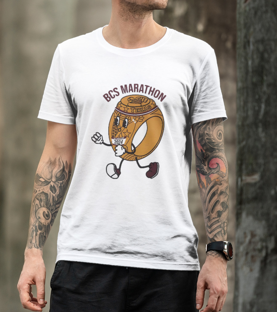 BCS Marathon 2024 Texas Running Ring Character T-Shirt