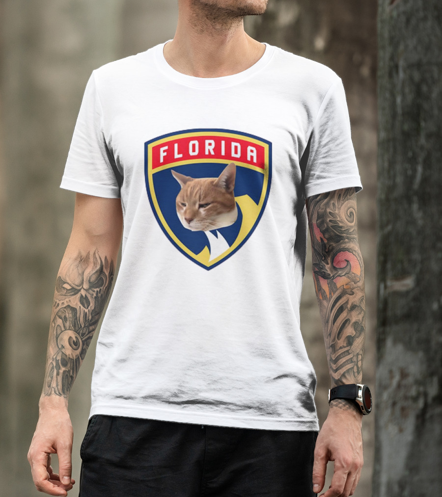 Florida Panthers Cat Face Shield Badge T-Shirt
