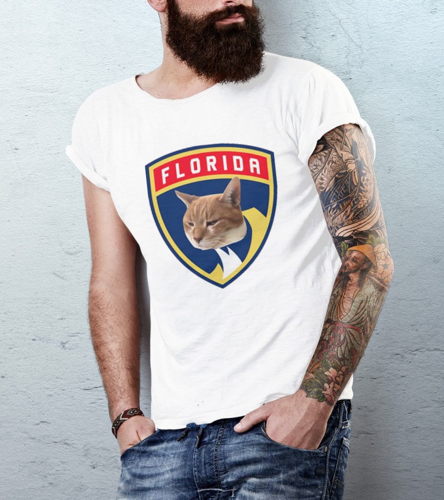 Florida Panthers Cat Face Shield Badge T-Shirt