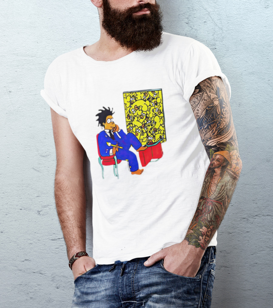 The Simpsons Jay-Z Cartoon Style Art With Basquiat Sitting On Red Chair T-Shirt