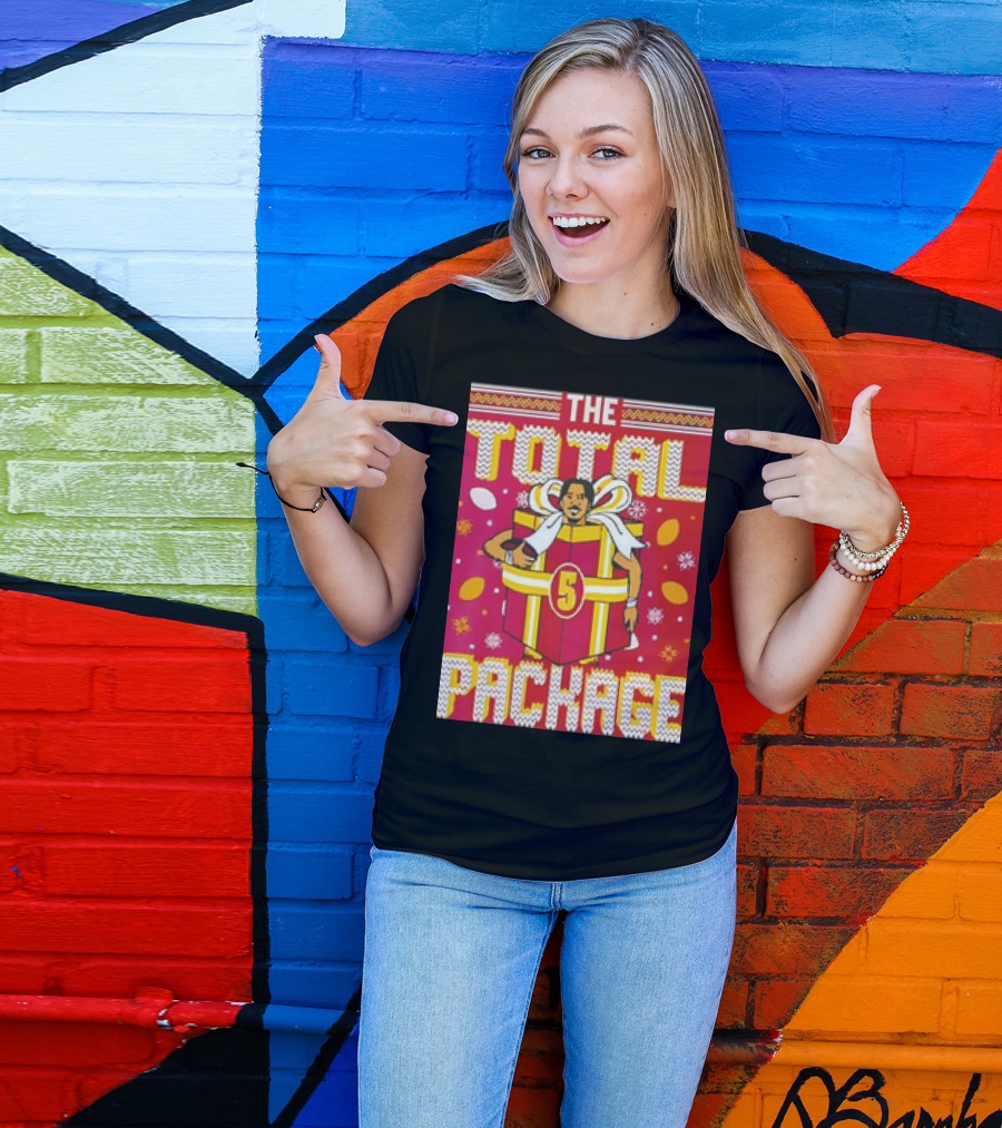 The Total Package Ugly Christmas Wrestler In Gift Box With Number Five T-Shirt