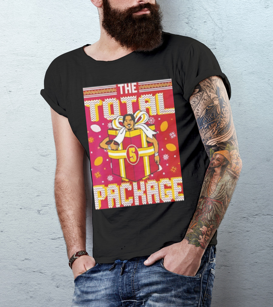 The Total Package Ugly Christmas Wrestler In Gift Box With Number Five T-Shirt