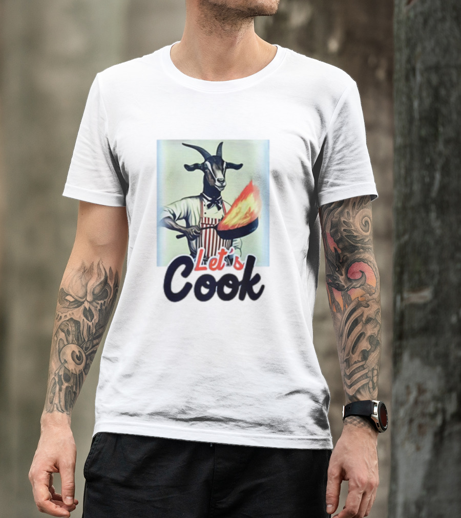 Let's Cook Goat With Flaming Pan Chef T-Shirt