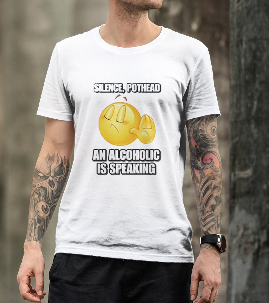 Silence Pothead An Alcoholic Is Speaking Emoji Face With Hand Gesture T-Shirt