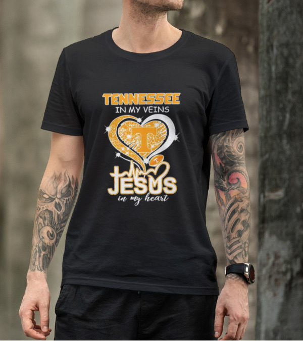 Tennessee In My Veins T Jesus In My Heart Vols Football T-Shirt