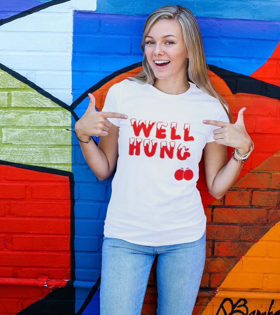 Well Hung Red Christmas Balls Snow-Capped Letters T-Shirt