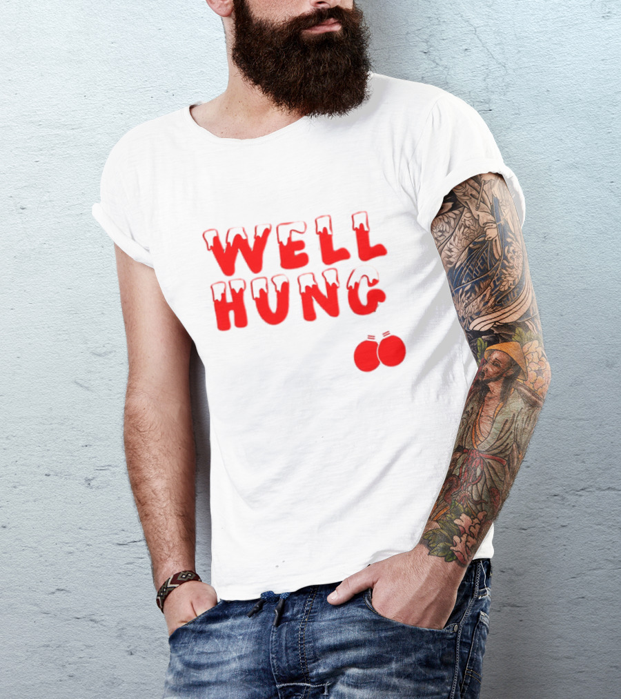 Well Hung Red Christmas Balls Snow-Capped Letters T-Shirt