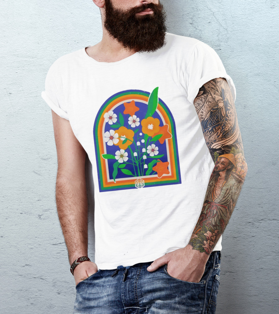 Critical Role Hope Blooms Floral Design Rainbow Border Blossoms T-Shirt
