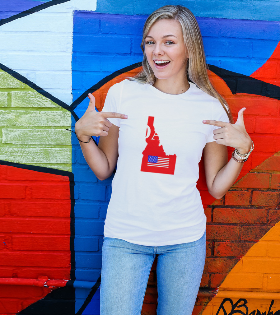 Don’t California My Idaho Red State Outline With American Flag T-Shirt
