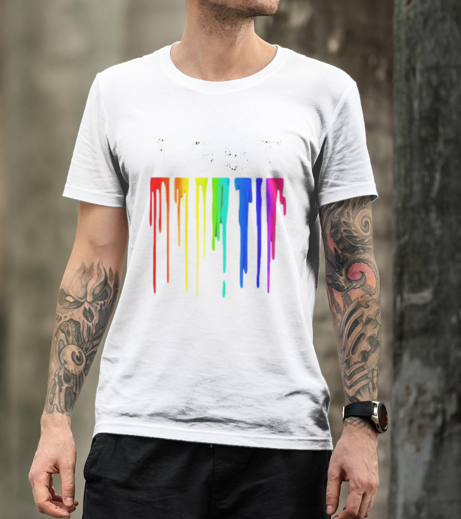 LGBT Rainbow Dripping Paint Watercolor T-Shirt