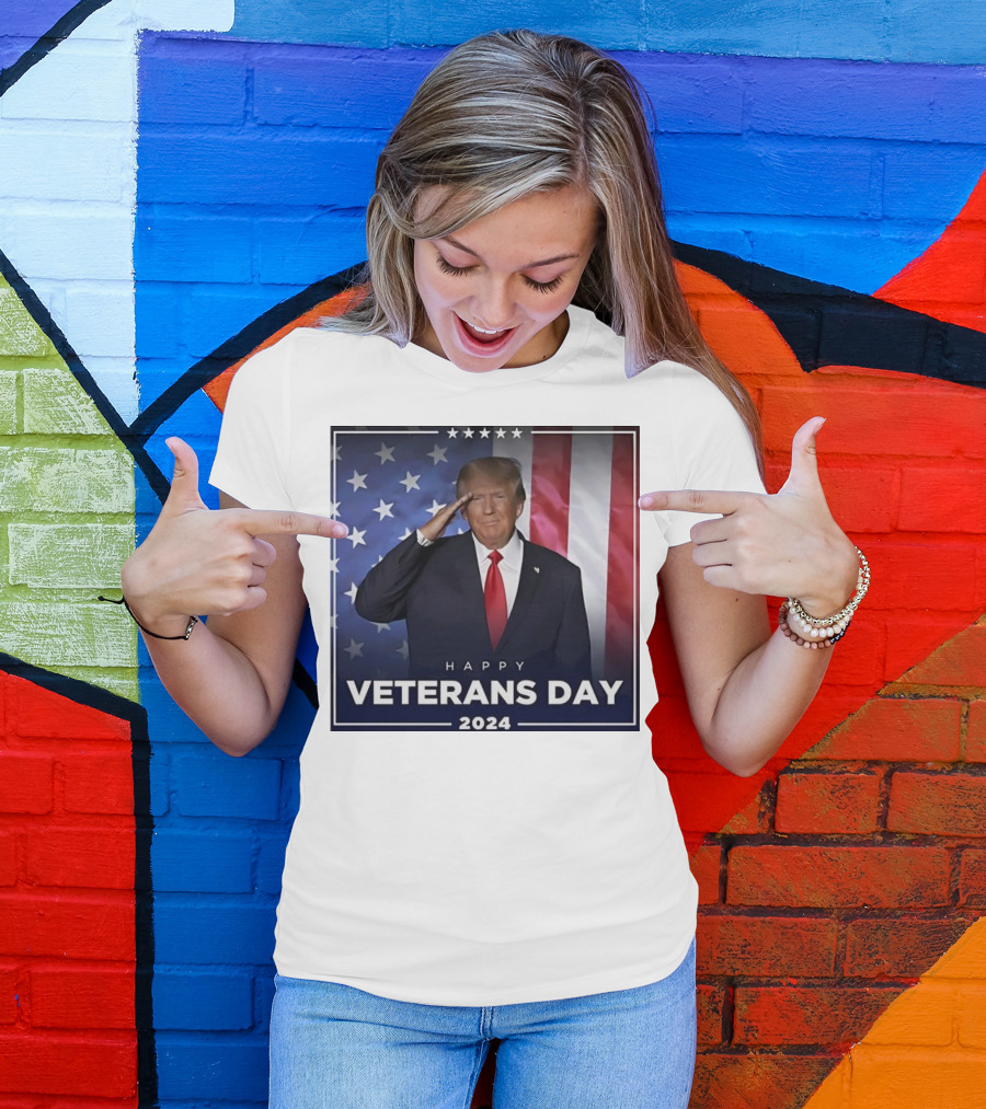 Happy Veterans Day 2024 Donald Trump Salute American Flag T-Shirt