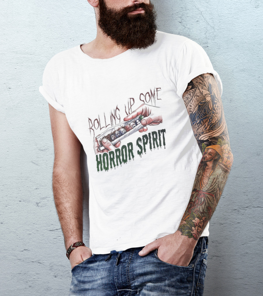 Rolling Up Some Horror Spirit Halloween Masked Faces T-Shirt
