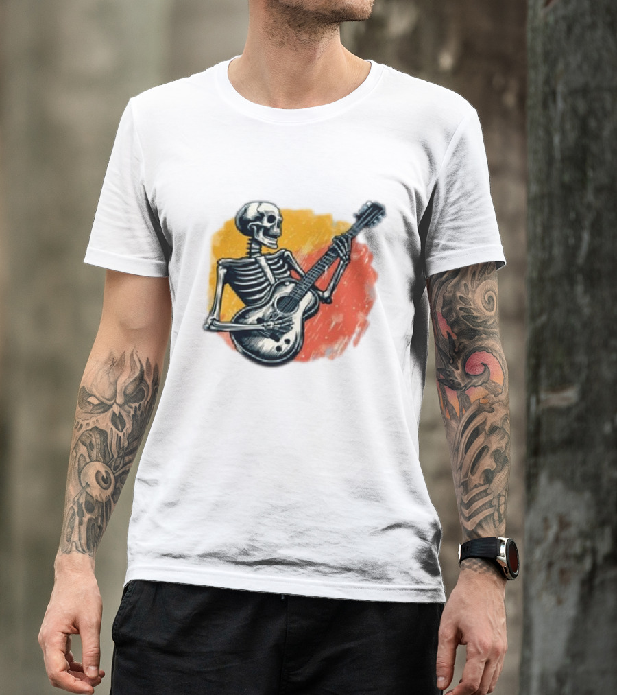 Skeleton Guitarist Rock Band Iconic T-Shirt