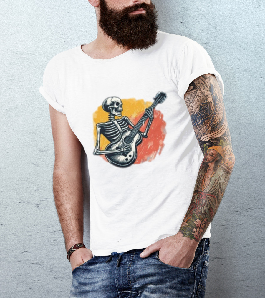 Skeleton Guitarist Rock Band Iconic T-Shirt