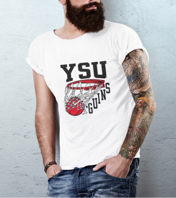 YSU Guins Basketball Hoop Retro T-Shirt