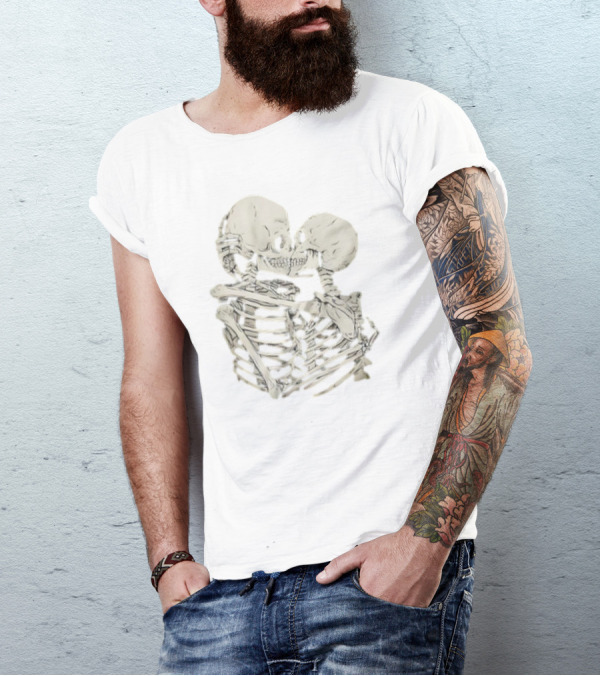 Skeletons Kissing Embrace T-Shirt