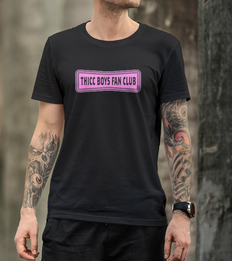 THICC BOYS FAN CLUB Retro-Style Pink Banner T-Shirt