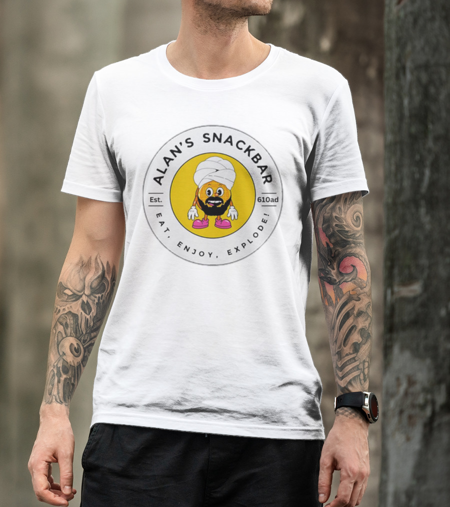 ALAN'S SNACKBAR EST. 610AD EAT, ENJOY, EXPLODE T-Shirt