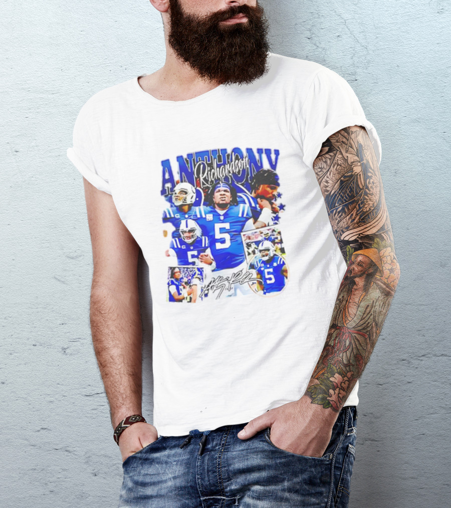 Anthony Richardson Indianapolis Colts Number 5 Collage T-Shirt