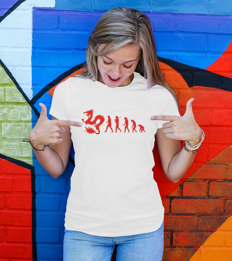 Dean Blunt Evolution With Red Dragon And Human Figures Progression T-Shirt