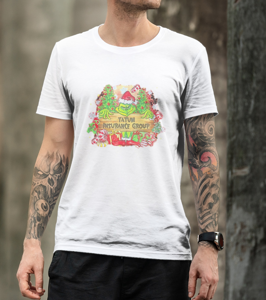 Grinch Tatum Insurance Group Christmas Candy Cane Trees T-Shirt