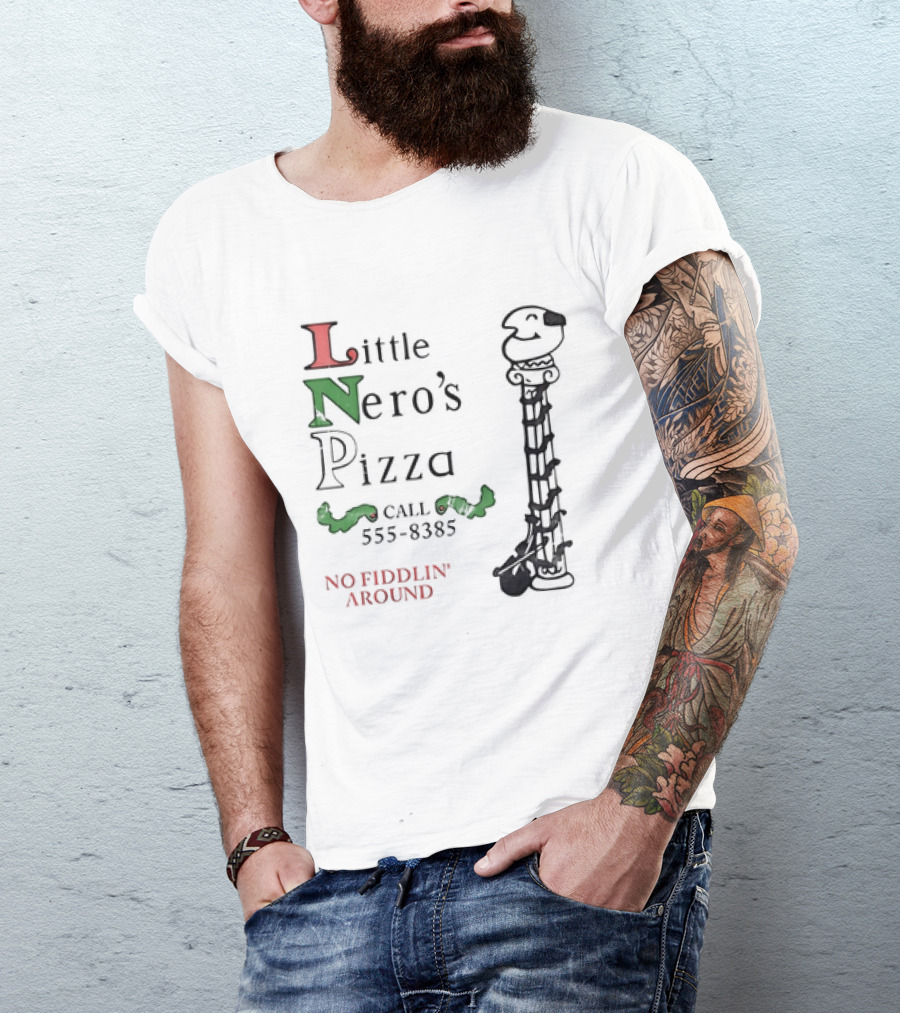 Little Nero’s Pizza Call 555-8385 No Fiddlin’ Around Classical Column T-Shirt