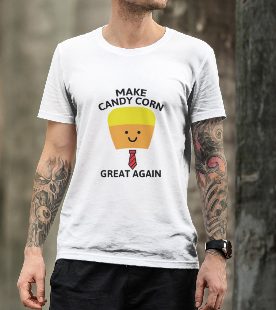 MAKE CANDY CORN GREAT AGAIN Candy Corn Face With Yellow Hair And Red Tie T-Shirt