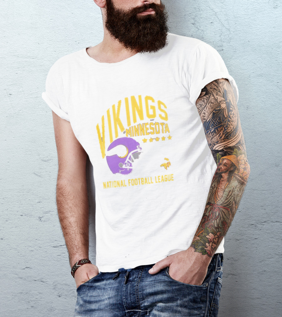 Minnesota Vikings National Football League Helmet Stars T-Shirt