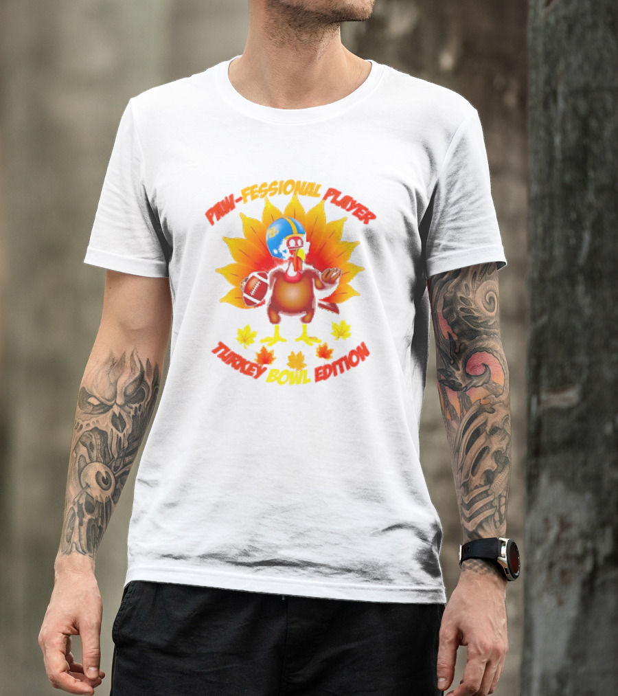 Paw-fessional Player Turkey Bowl Edition Football Helmet Maple Leaves T-Shirt