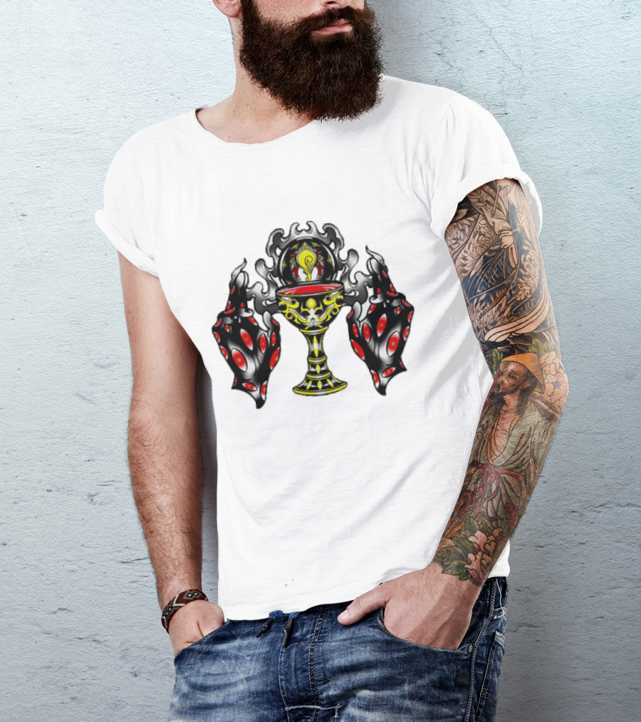 Chalice Hands Classic Red And Black Flame T-Shirt