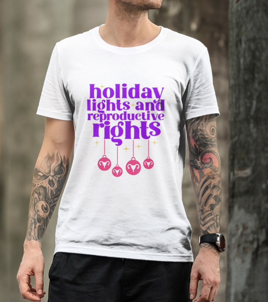 Holiday Lights And Reproductive Rights Ornaments With Symbols T-Shirt