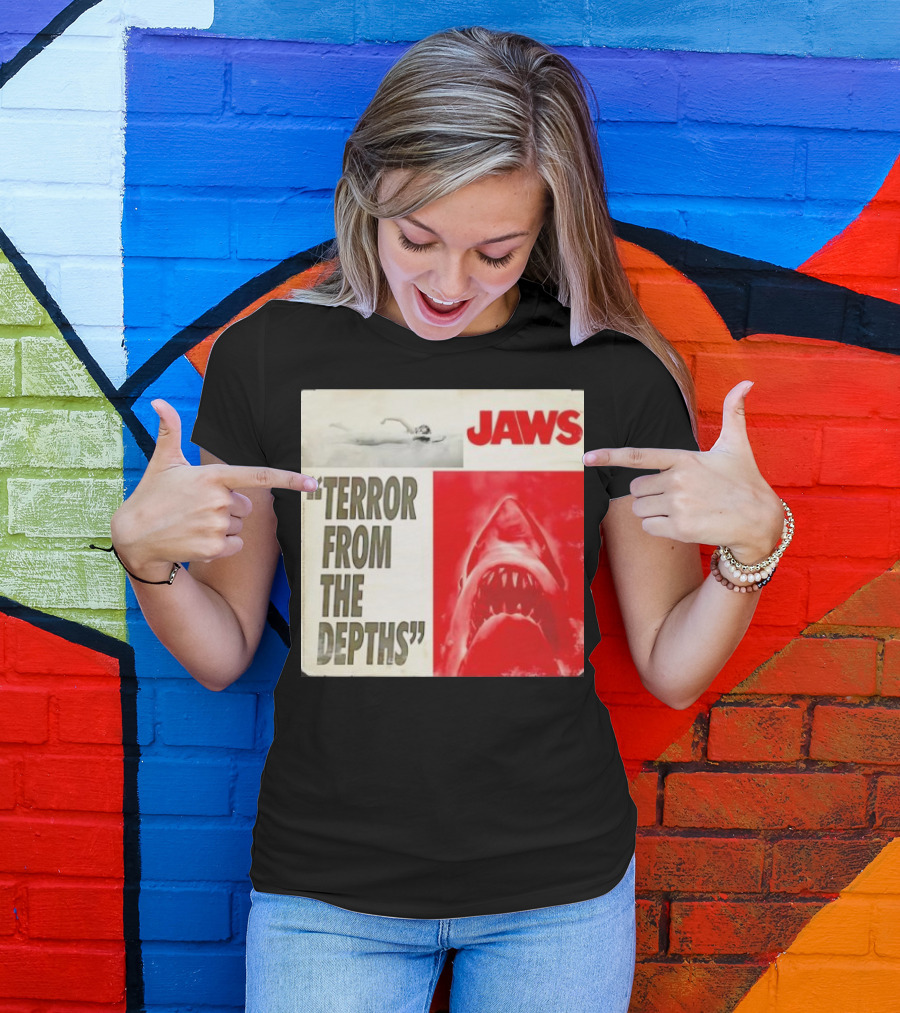Jaws Terror From The Depths Retro Classic Movie Iconic Shark Attack Scene T-Shirt