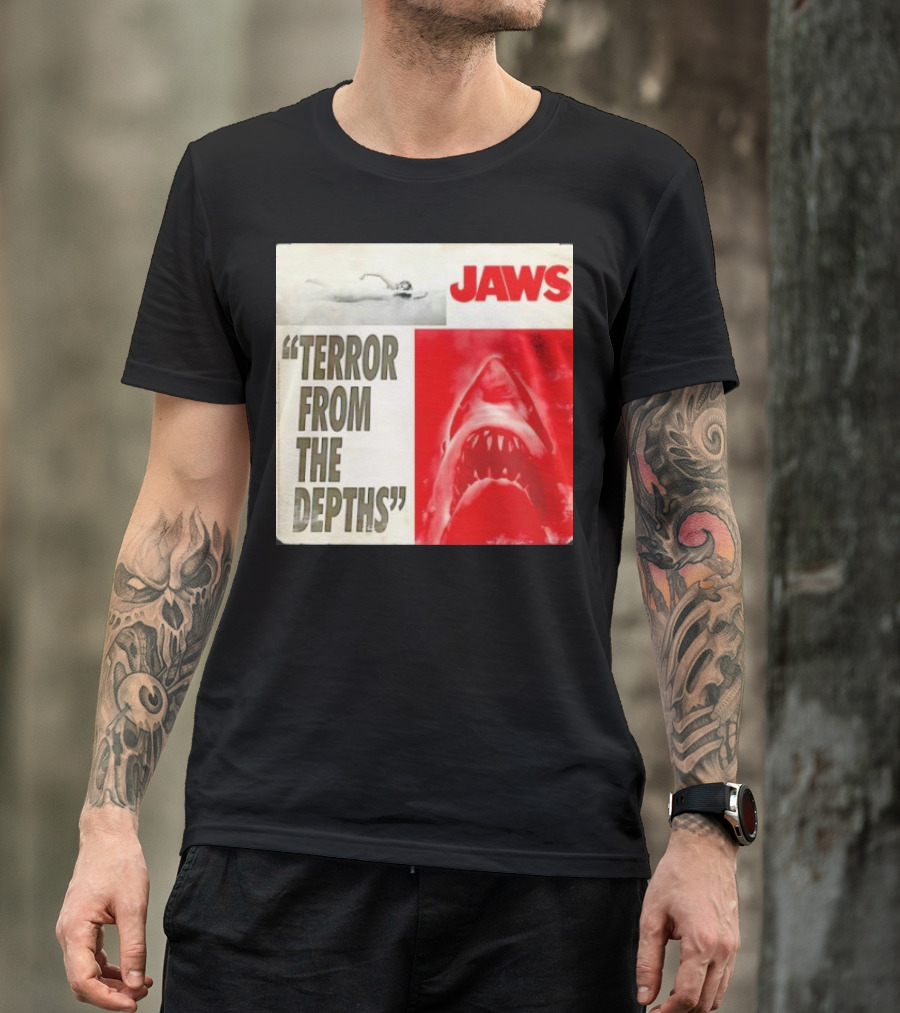 Jaws Terror From The Depths Retro Classic Movie Iconic Shark Attack Scene T-Shirt