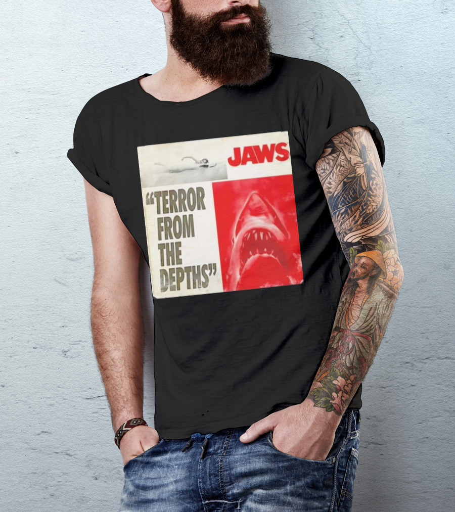 Jaws Terror From The Depths Retro Classic Movie Iconic Shark Attack Scene T-Shirt