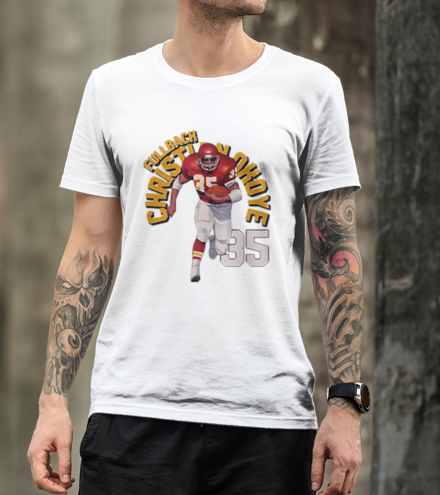 Christian Okoye Kansas City Chiefs Fullback 35 Vintage NFL Football Name ARC T-Shirt
