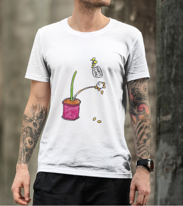 Flowers That's Life Drooping Plant With Bee T-Shirt