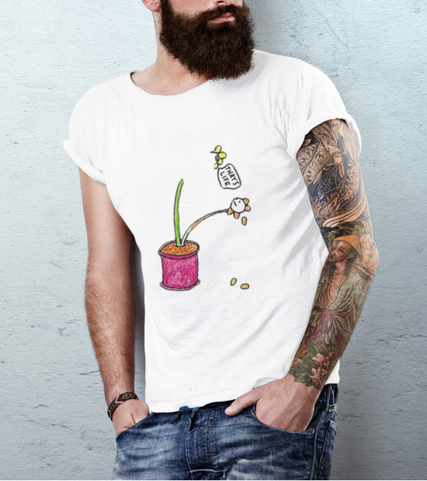 Flowers That's Life Drooping Plant With Bee T-Shirt
