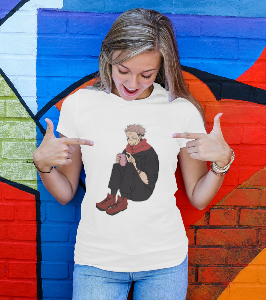 Yuji Itadori Mode Ryomen Sukuna Playing With Phone Jujutsu Kaisen Anime T-Shirt