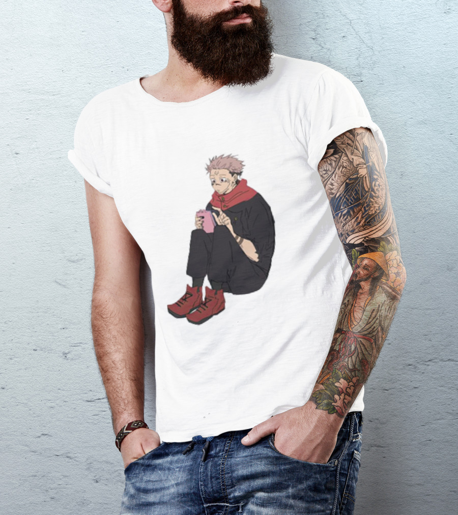 Yuji Itadori Mode Ryomen Sukuna Playing With Phone Jujutsu Kaisen Anime T-Shirt