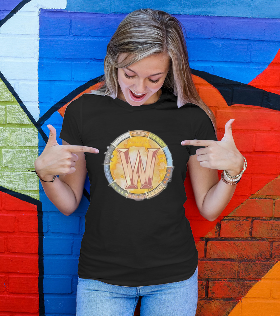 World Of Warcraft Northrend Rune Circle With W Emblem T-Shirt
