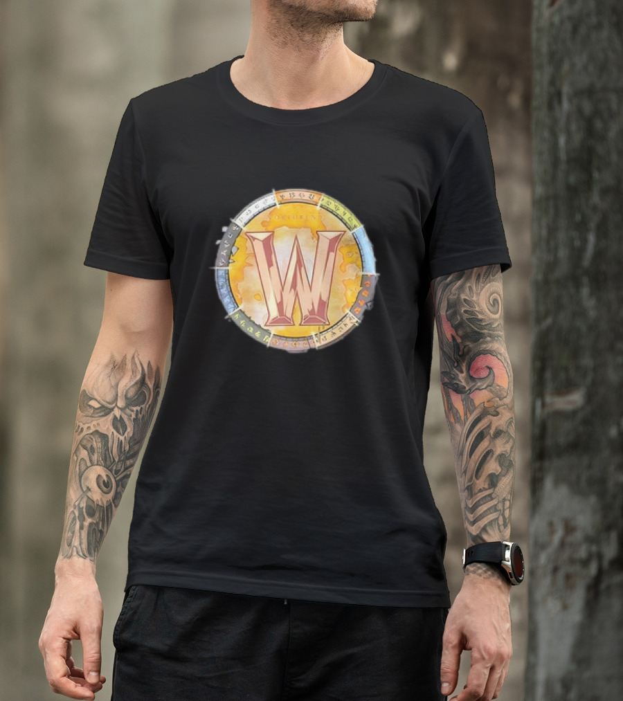 World Of Warcraft Northrend Rune Circle With W Emblem T-Shirt