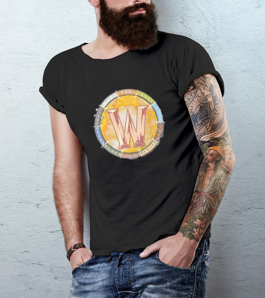 World Of Warcraft Northrend Rune Circle With W Emblem T-Shirt