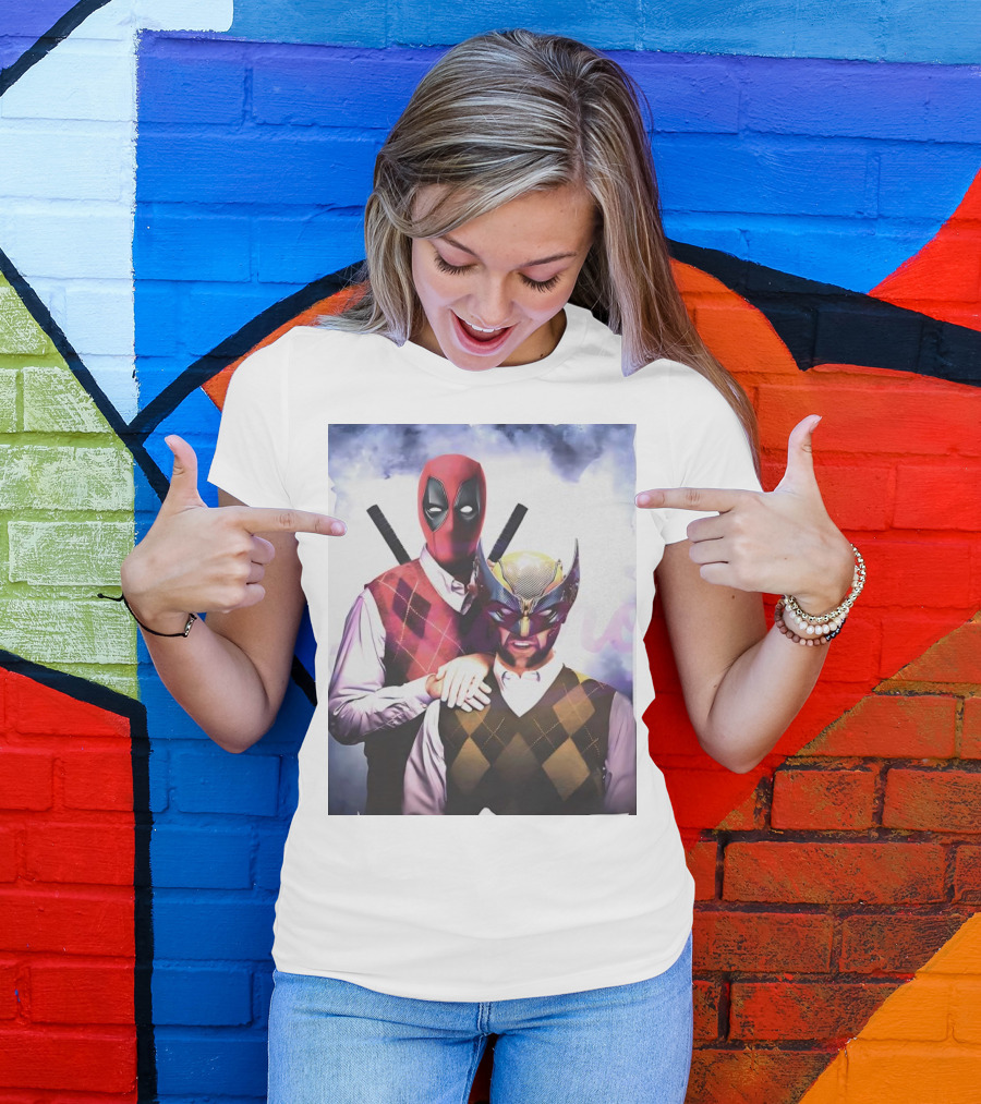 Retro Deadpool And Wolverine Step Brothers Iconic Parody Image T-Shirt